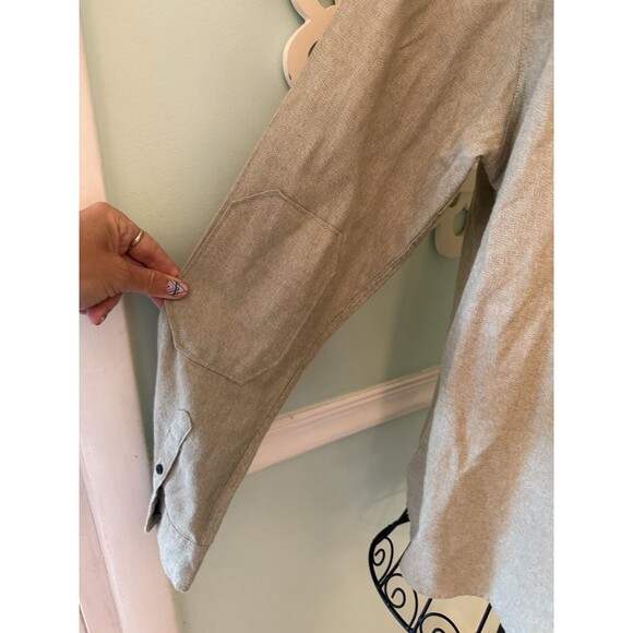 Roark Mens Shirt Size L Beige Brown Long Sleeve Button Up Elbow Patches - Picture 4 of 6